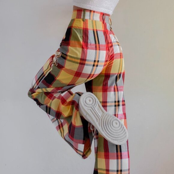 Free People Plaid Jules High-Waisted Flared Wide Leg Pants Size US 0 UK 4 - Picture 2 of 16